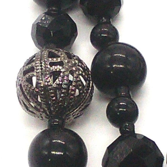 Faceted Beaded & Silver-tone Necklace Adjustable Sliding Knot - Picture 8 of 10